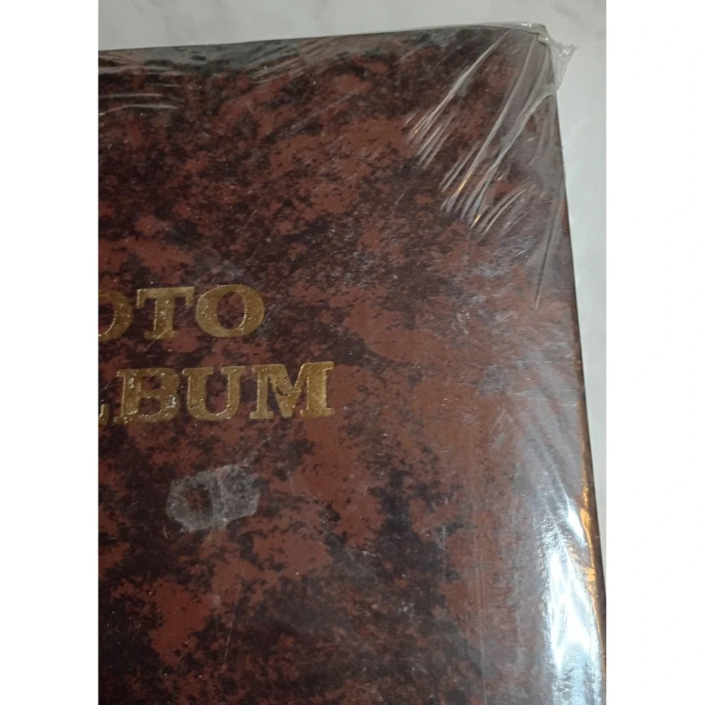 Vintage Magic Magnetic Photo Album Brown Marbled Padded Cover 10 Sheets 20 Pages